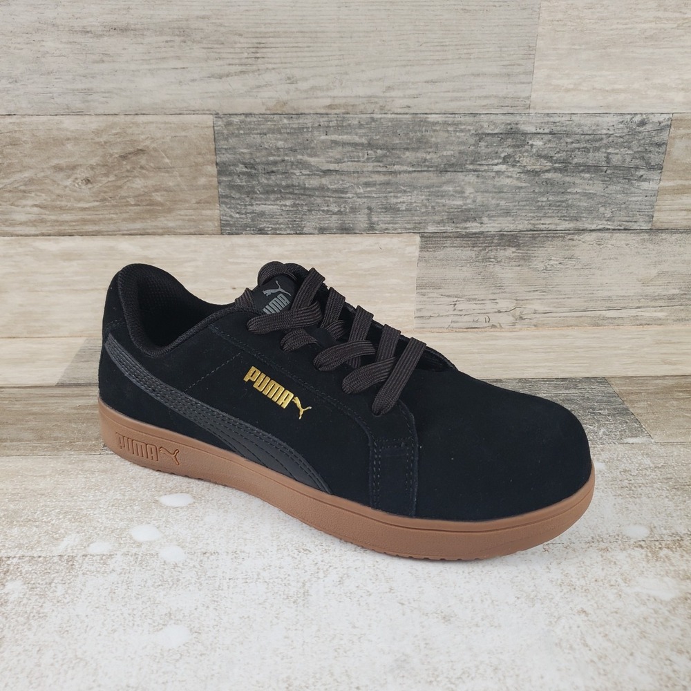 PUMA Iconic Womens Work Shoes Sz 8.5 Black Brown Low Electrical Composite Toe